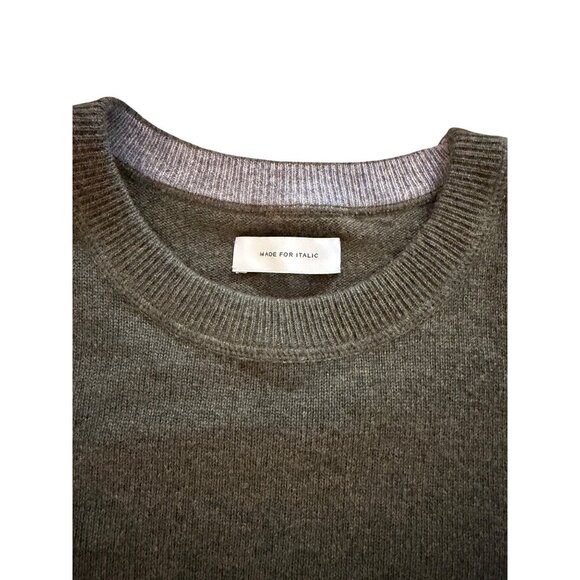 Made For Italic Mens  Size Medium Green Cashmere Long Sleeve Crewneck Sweater - Picture 3 of 7